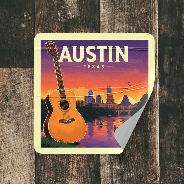 Vintage Austin Texas Square Sticker (Creator Uploaded)