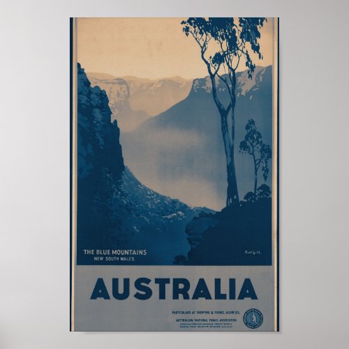 Vintage Australia Blue Mountains New South Wales  Poster