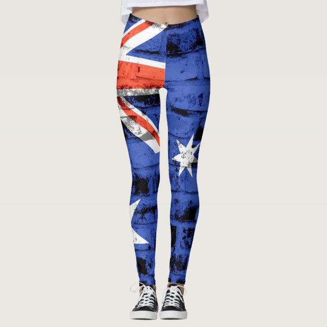 Vintage Australia Flag #3 Leggings (Front)