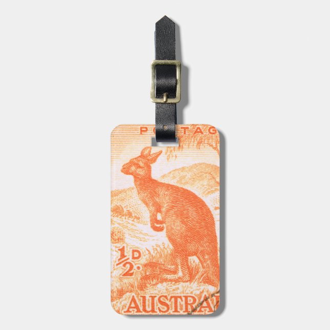 Vintage Australia Kangaroo Luggage Tag (Front Vertical)