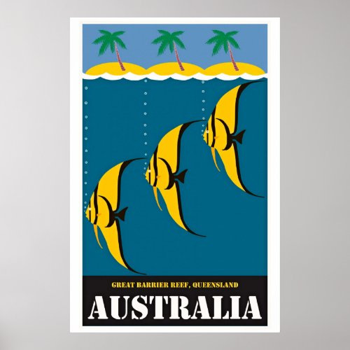 Vintage Australia Travel Illustration Poster