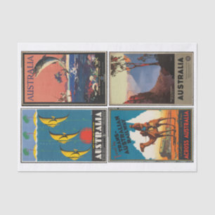 Vintage Australia Travel Posters Decoupage Collage Tissue Paper