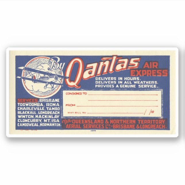 Vintage Australian Aviation Sticker (Front)