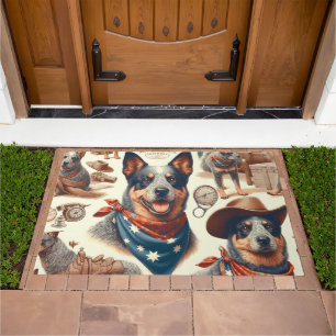 Vintage Australian Cattle Dog Illustration Doormat