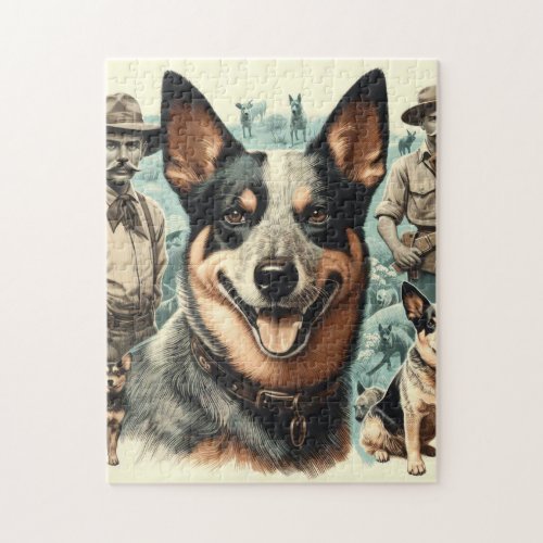 Vintage Australian Cattle Dog Illustration Jigsaw Puzzle