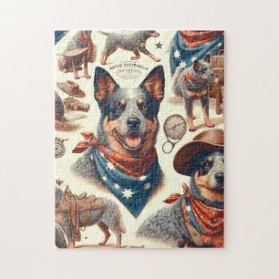 Vintage Australian Cattle Dog Illustration Jigsaw Puzzle