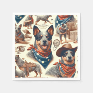 Vintage Australian Cattle Dog Illustration Napkins