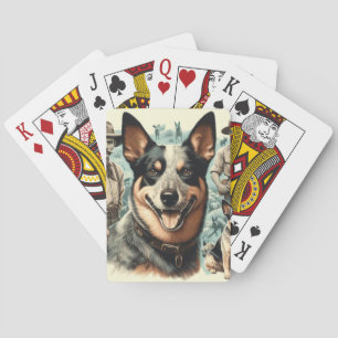 Vintage Australian Cattle Dog Illustration Poker Cards
