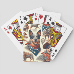Vintage Australian Cattle Dog Illustration Poker Cards