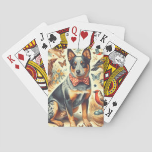 Vintage Australian Cattle Dog Painting Poker Cards