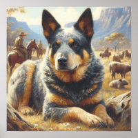 Vintage Australian Cattle Dog Painting