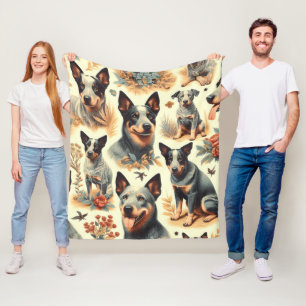 Vintage Australian Cattle  Seamless Fleece Blanket