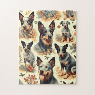 Vintage Australian Cattle Seamless Jigsaw Puzzle