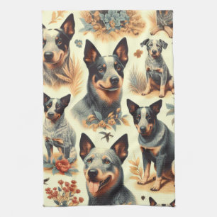 Vintage Australian Cattle  Seamless Kitchen Towel