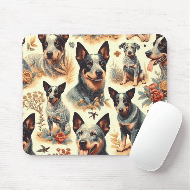 Vintage Australian Cattle  Seamless Mouse Pad (With Mouse)