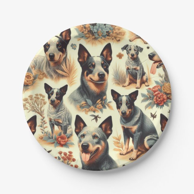 Vintage Australian Cattle  Seamless Paper Plates (Front)