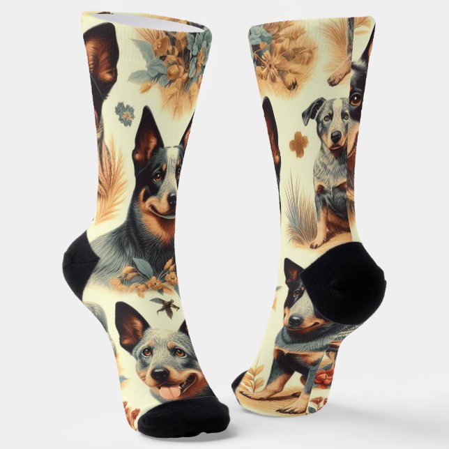 Vintage Australian Cattle  Seamless Socks (Angled)