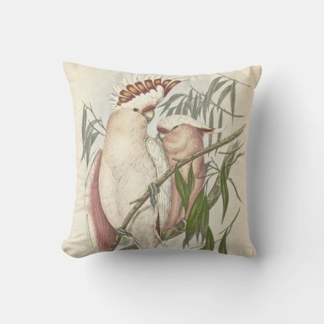 Vintage Australian Galah Throw Pillow 16" x 16" (Front)