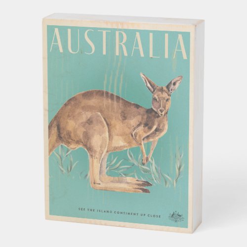 Vintage Australian Kangaroo travel poster Wooden Box Sign