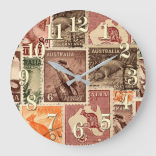 Vintage Australian Postage Stamps Collection Large Clock