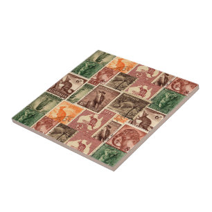 Vintage Australian Postage Stamps Collection Tile