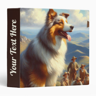 Vintage Australian Shepherd Painting 3 Ring Binder