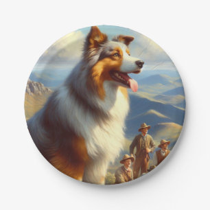 Vintage Australian Shepherd  Painting Paper Plates