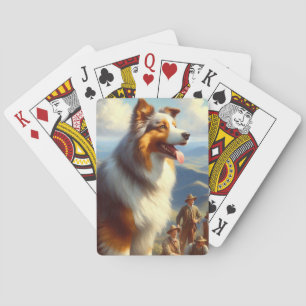 Vintage Australian Shepherd  Painting Poker Cards