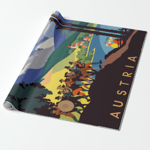 Vintage Austria Alps Travel Wrapping Paper