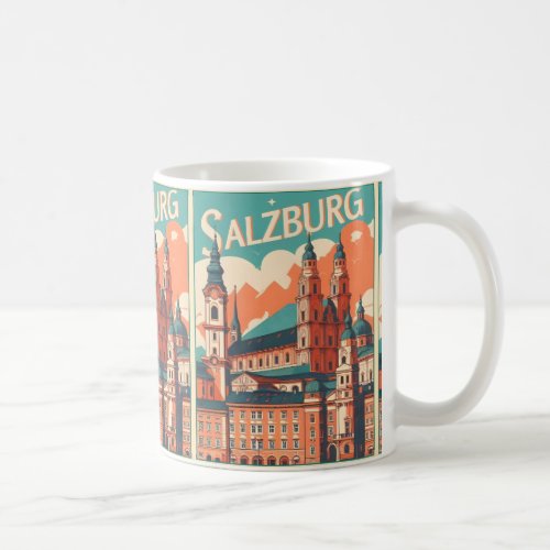 Vintage Austria capital salzburg skyline Coffee Mug