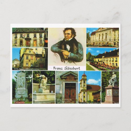 Vintage Austria Places linked to Franz Schubert Postcard