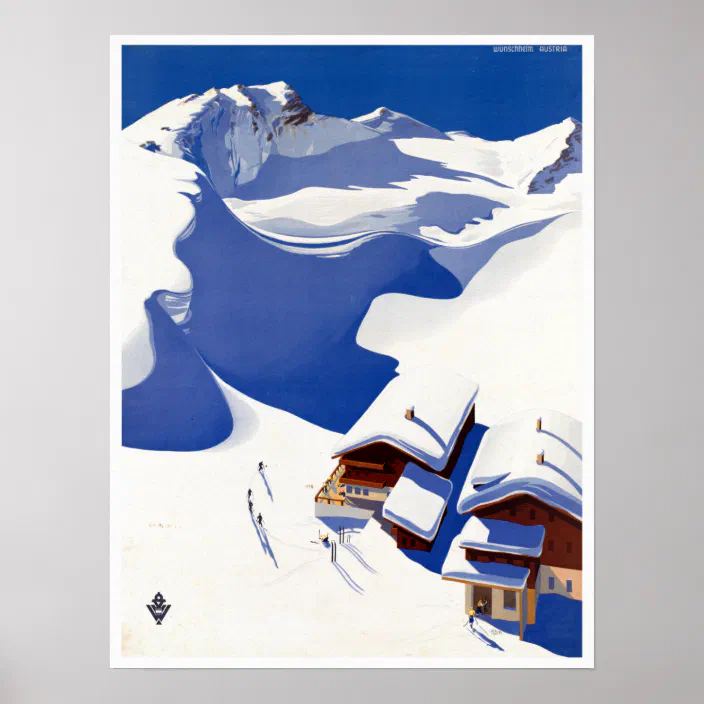 Austria Vintage Canvas Austrian Travel Poster Giclee Art Print Gallery Wrapped