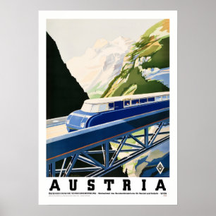 Vintage Austria Train Travel Poster Retro Alpine