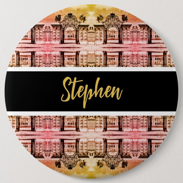 Vintage Austria Vienna Belvedere castle gate Button (Front)