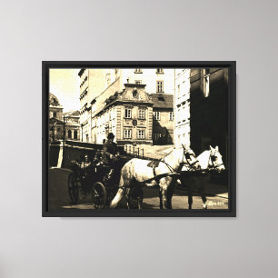 Vintage Austria Vienna Dreimaderlhaus Fiaker Canvas Print