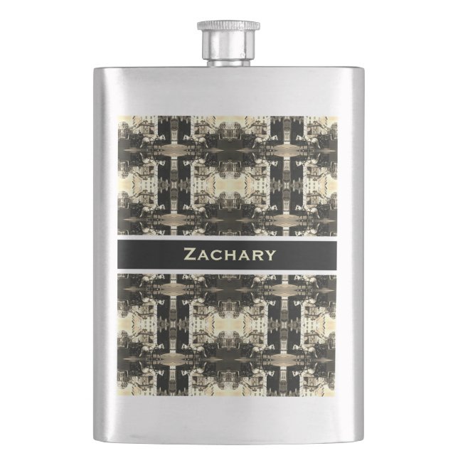 Vintage Austria Vienna Dreimaderlhaus Fiaker Flask (Front)
