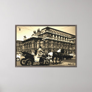 Vintage Austria Vienna Fiaker Staatsoper opera Canvas Print