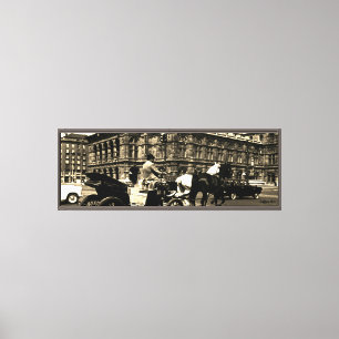 Vintage Austria Vienna Fiaker Staatsoper opera Canvas Print