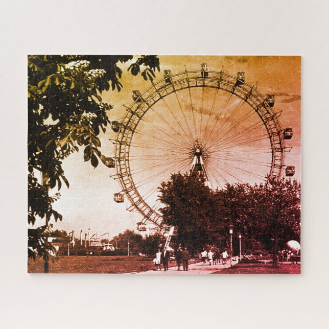 Vintage Austria Vienna Rathaus town hall Jigsaw Puzzle (Horizontal)