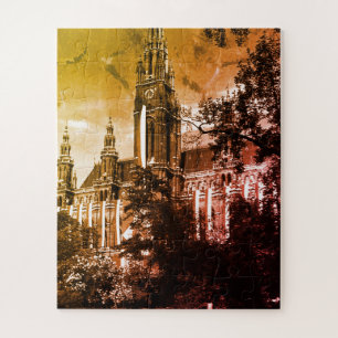 Vintage Austria Vienna Rathaus town hall Jigsaw Puzzle