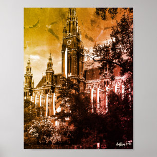 Vintage Austria Vienna Rathaus town hall Poster