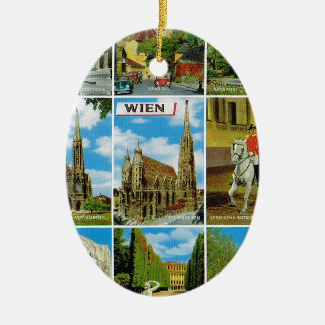 Vintage Austria, Wien, Vienna, Multiview Ceramic Ornament (Front)