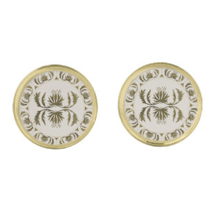 Vintage Austrian Gold Thistle Design Cuff links