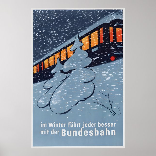 Vintage Austrian Railways Winter Travel Poster (Front)
