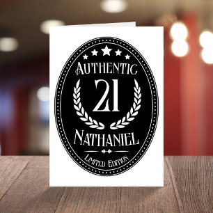 Vintage Authentic For Him 21st Birthday Card