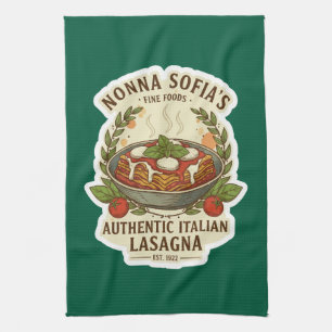 Vintage Authentic Italian Lasagna Label Kitchen Towel