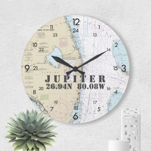 Vintage Authentic Nautical South Florida 24-Hour Large Clock
