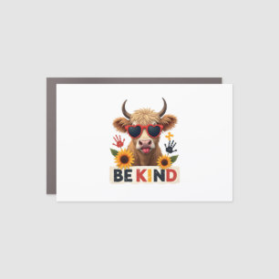 Vintage Autism Highland Cow Be Kind Rainbow Puzzle Car Magnet