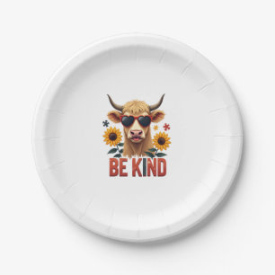 Vintage Autism Highland Cow Be Kind Rainbow Puzzle Paper Plates