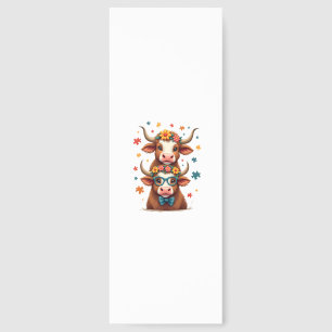 Vintage Autism Highland Cow Trio Peeking Cute Cow Bookmarks